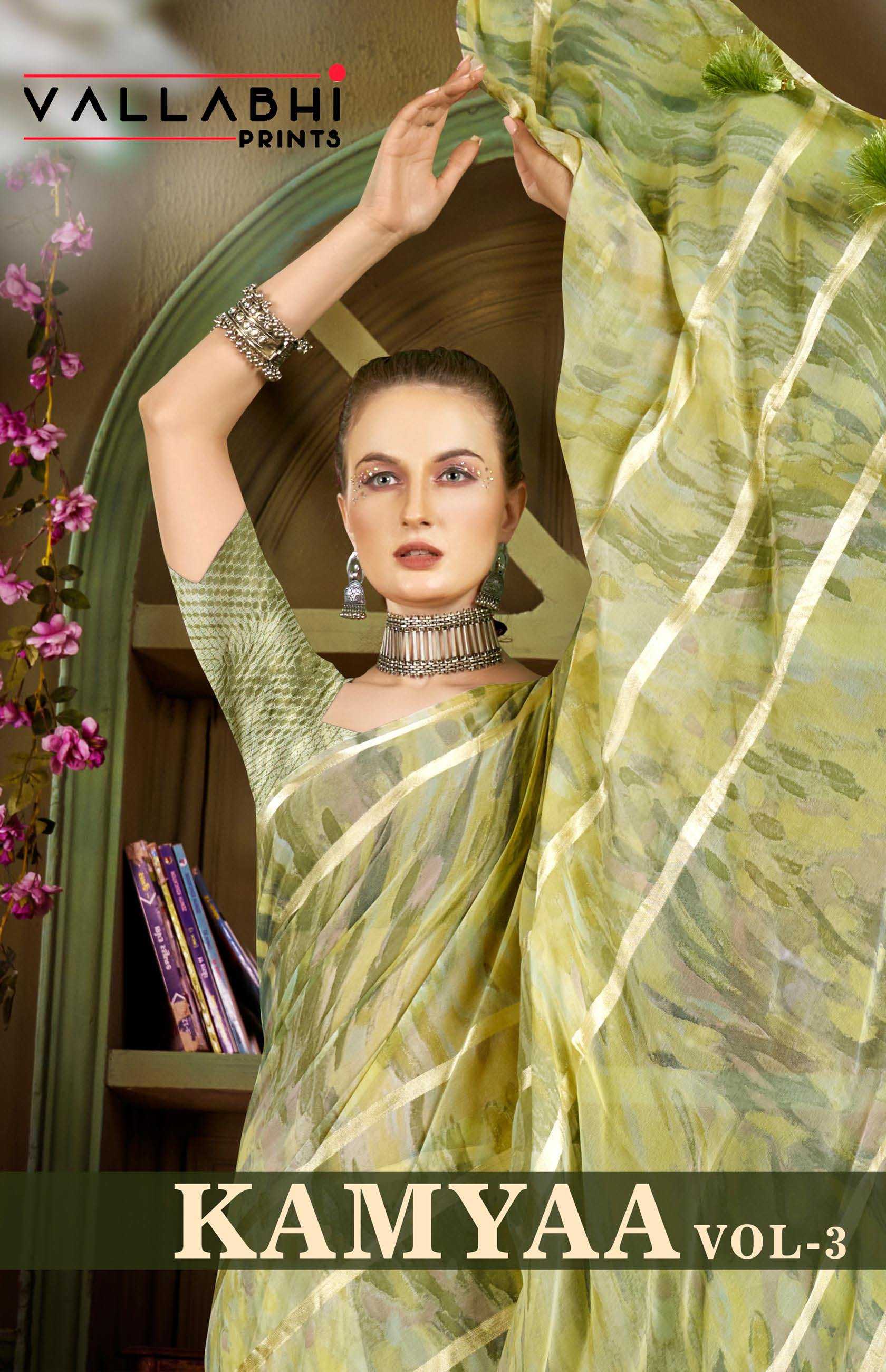 vallabhi prints presents kamyaa vol 3 trendy outfit georgette fancy comfy wear saree 