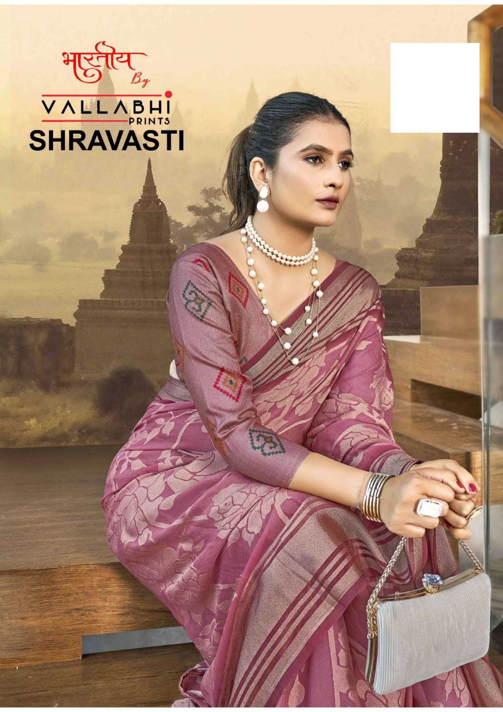 vallabhi prints presents shravasti fashionable design brasso saree exports 