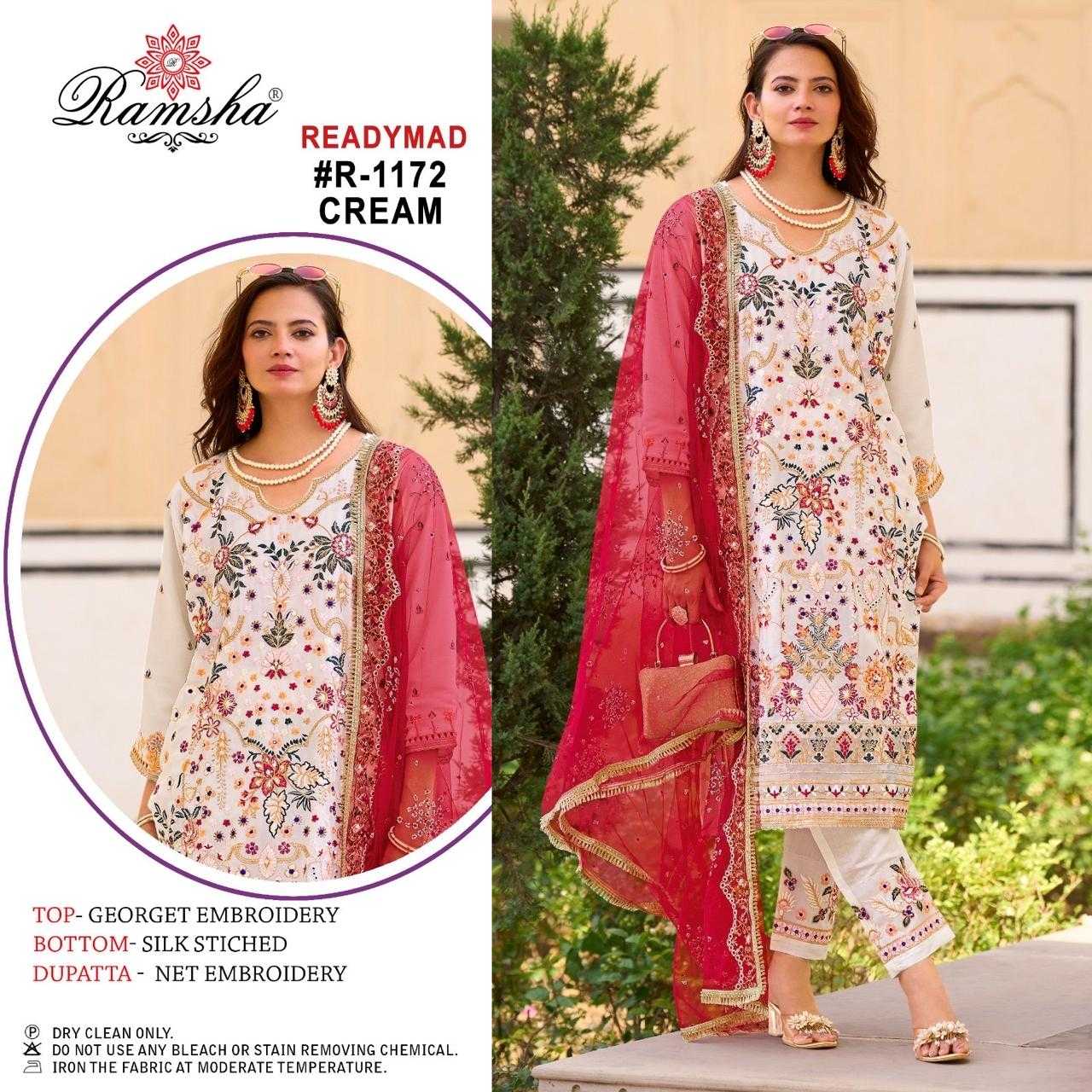 1172 nx by ramsha embroidery work designer full stitch pakistani salwar suit 