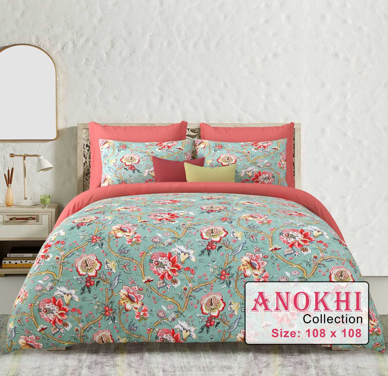 anokhi king size cotton fancy bedsheets with pillow cover exports 