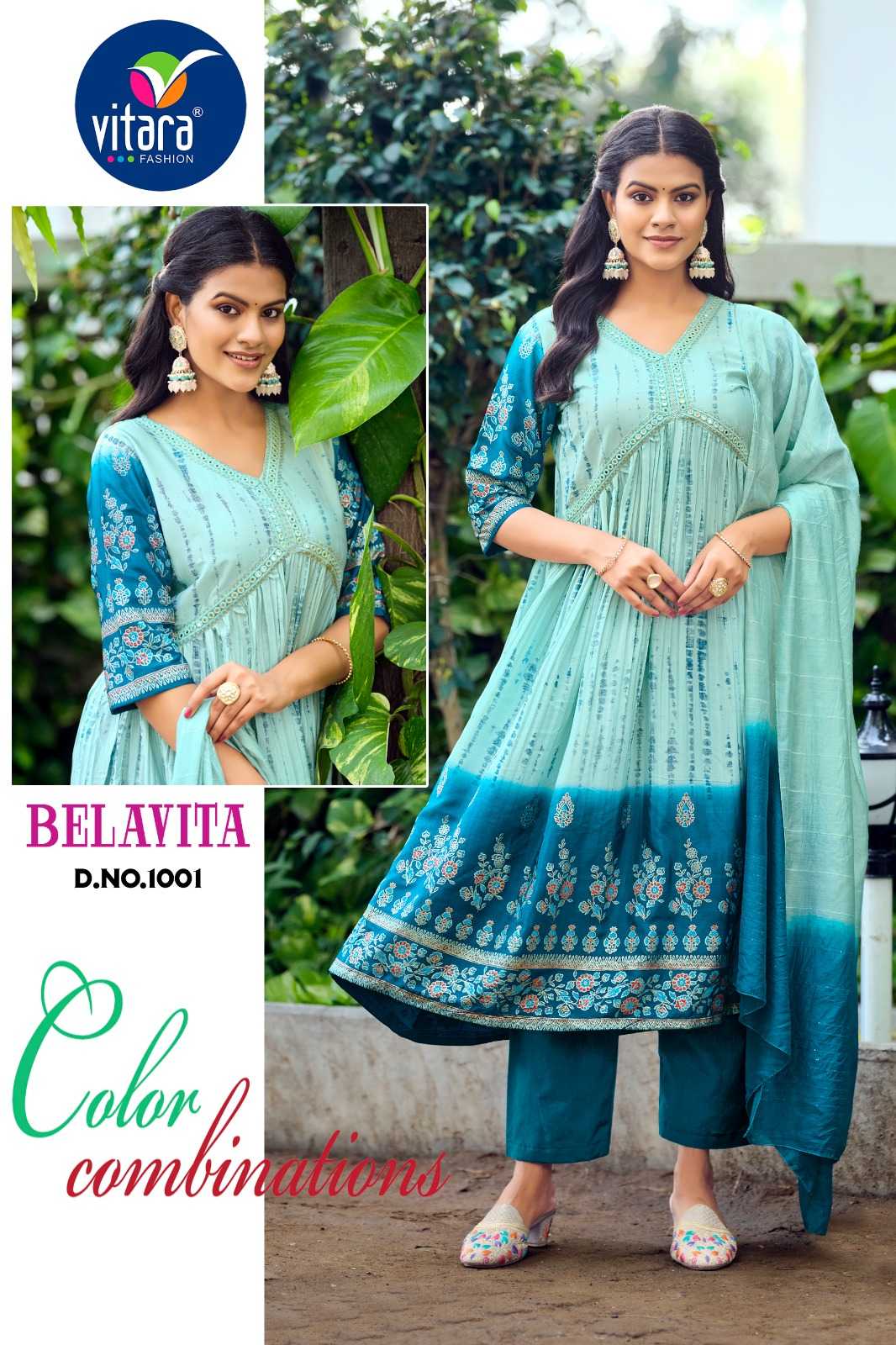 belavita by vitara fashion fully stitch combo set crape silk print 3pcs dress