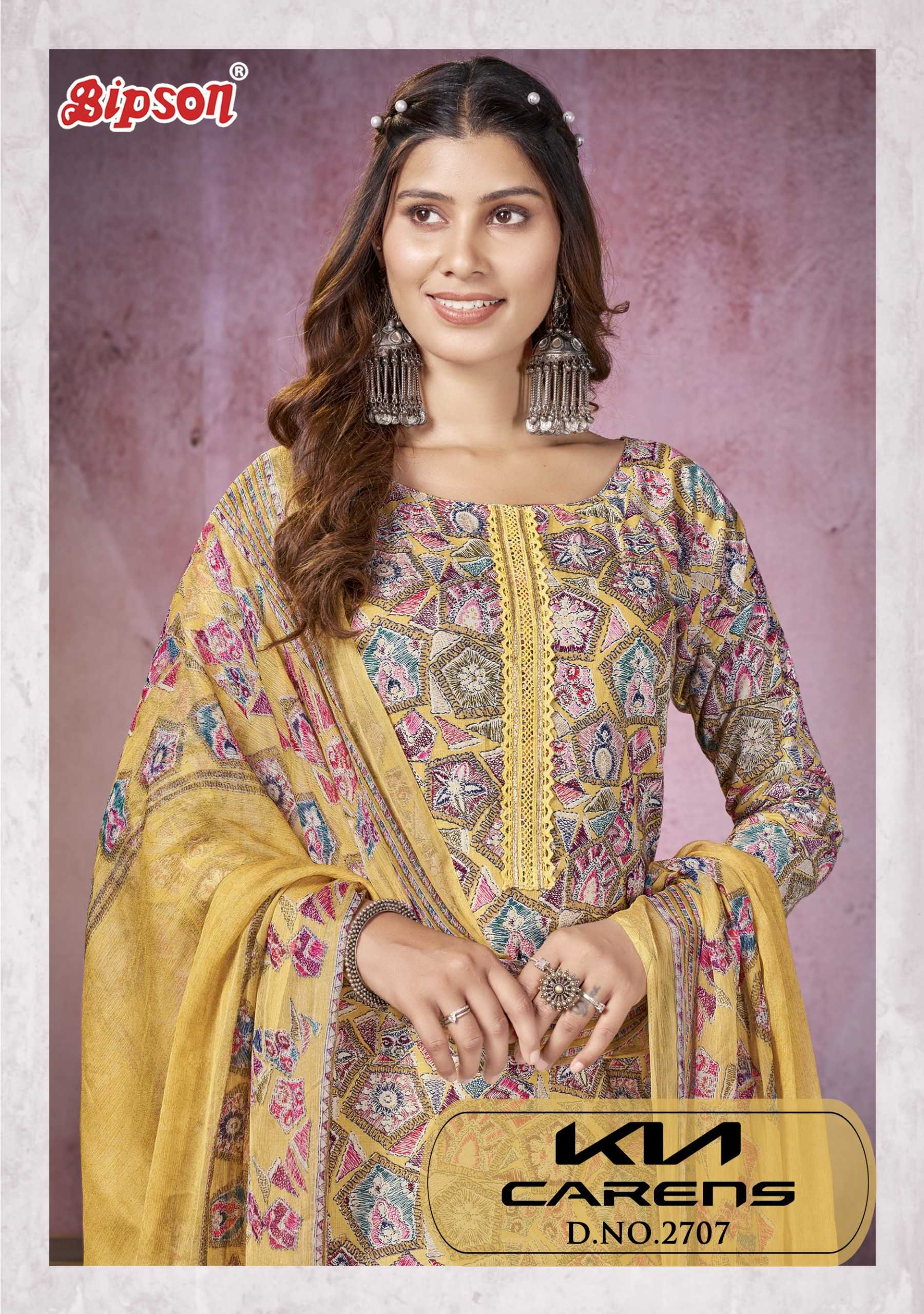 bipson prints kia carens 2707 cotton gold print daily use fancy salwar suit 