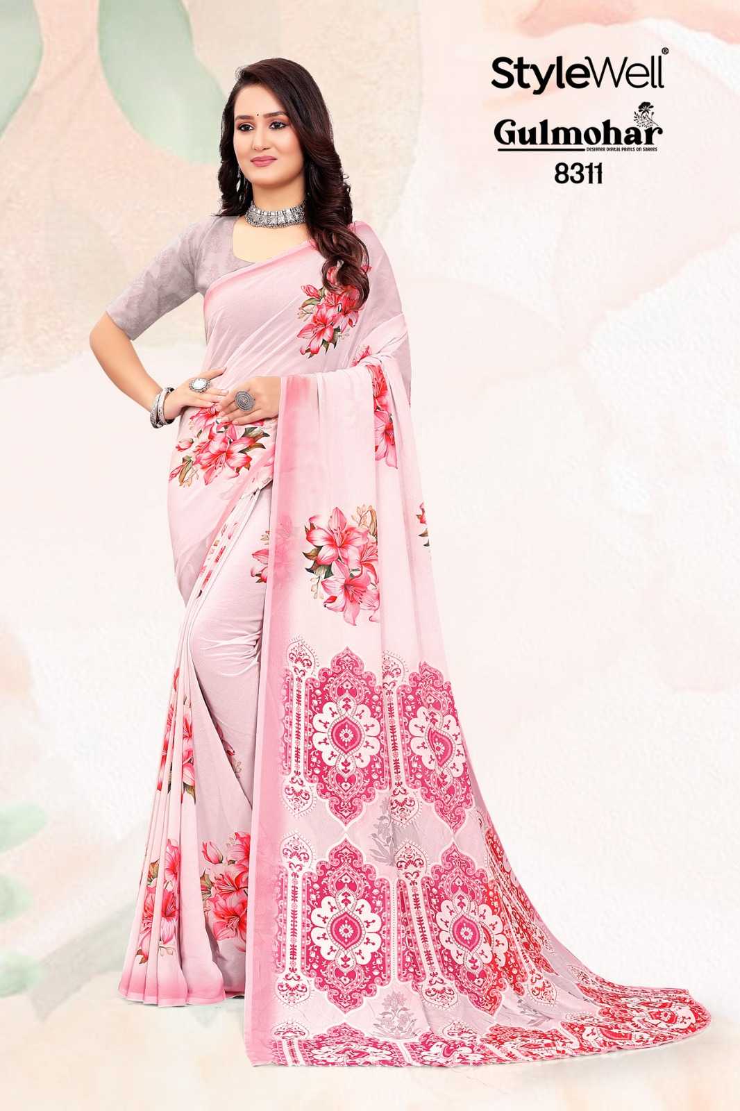 gulmohar stylewell daily wear exclusive heavy wetless digital print saree