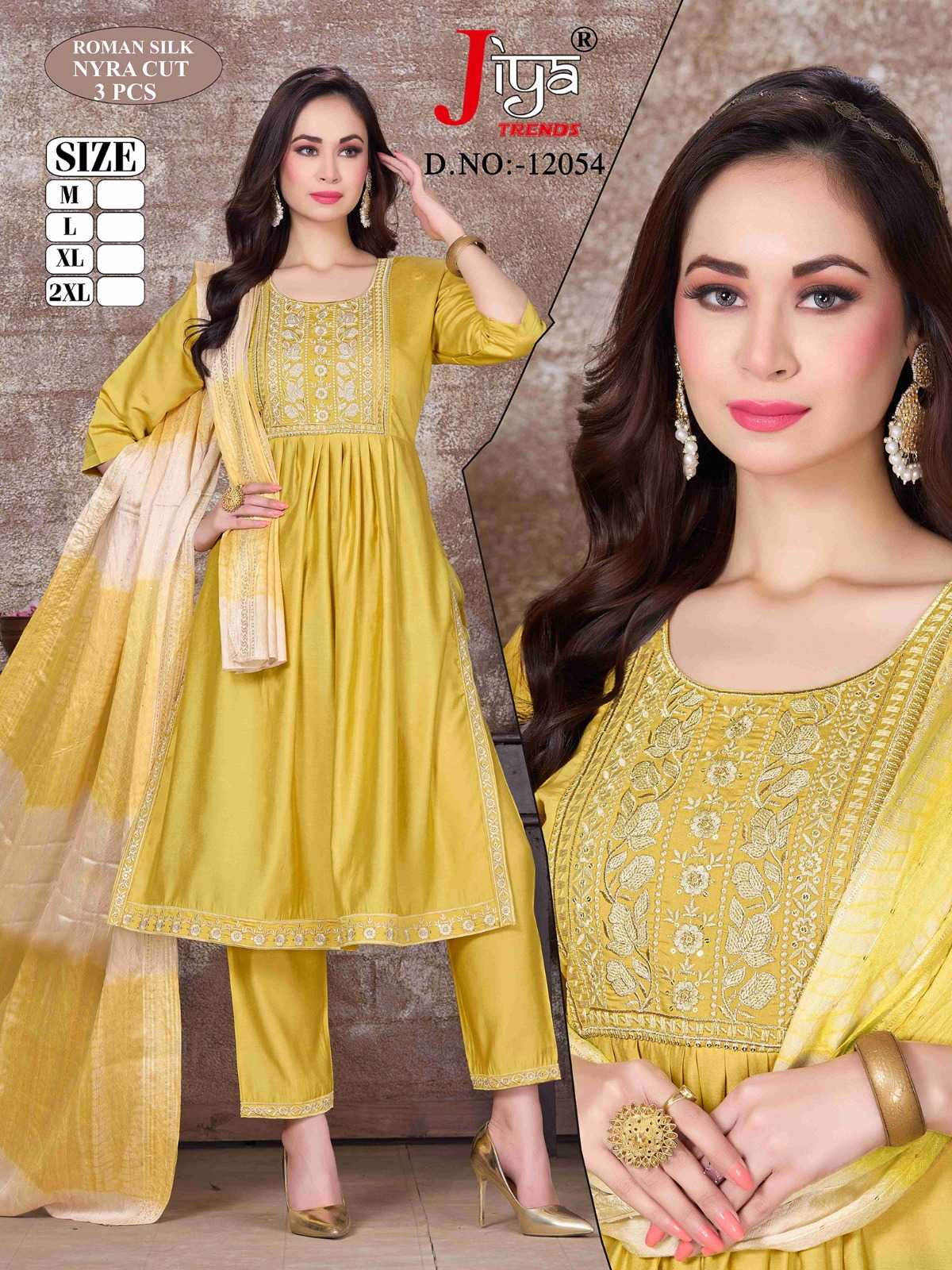 jiya trends nyraa cut full stitch roman pretty look combo set 3pcs dress