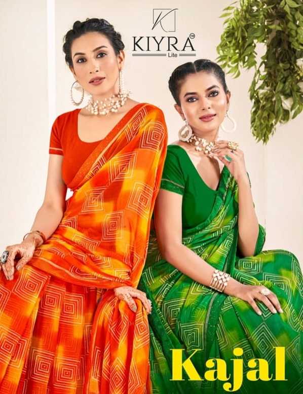 kajal by kiyra saree beautiful colour printed chiffon saree