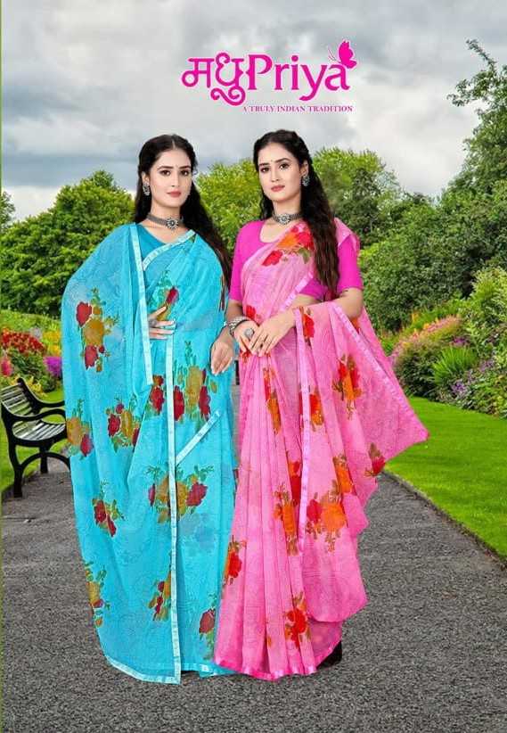 kulfi 1090 by madhupriya chiffon fancy printed saree with blouse
