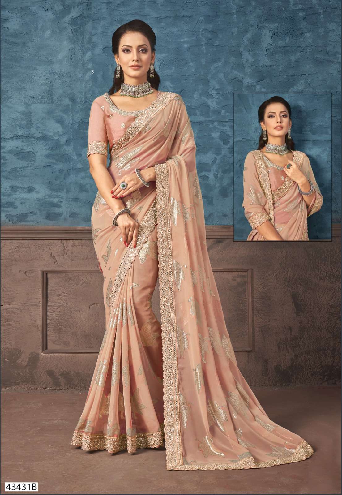 mahotsav norita 43400 series maanika traditional wear fancy georgette zari jacquard saree 