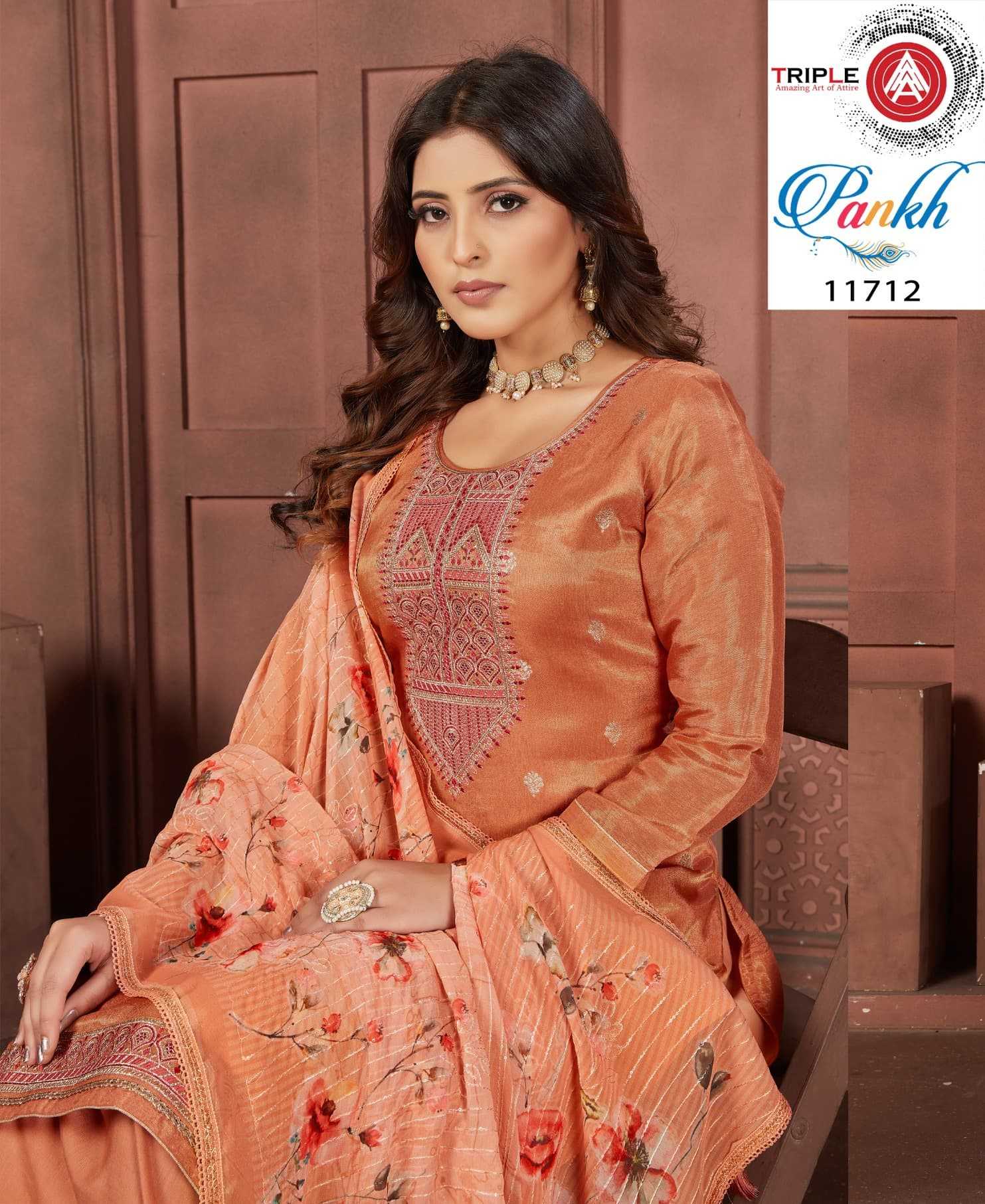 pankh by triple a pretty look organza unstitch salwar kameez 