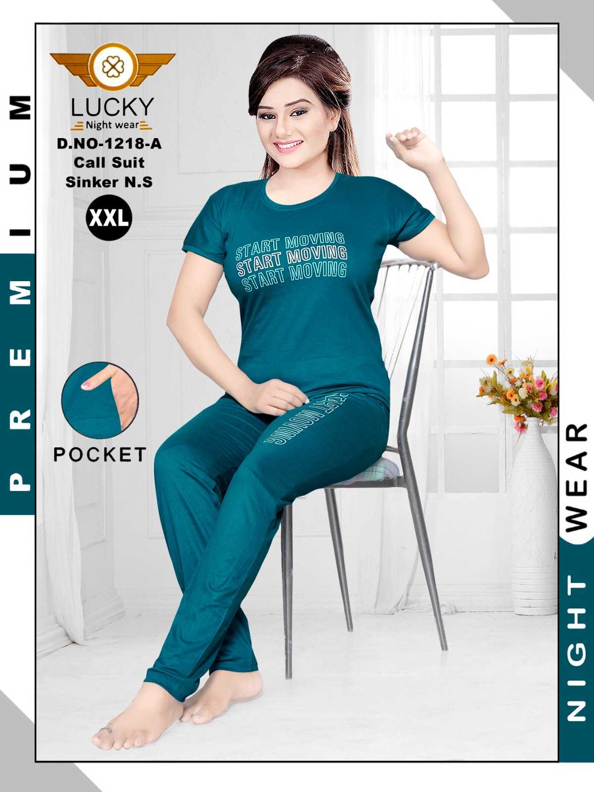 pr 1218 lucky night wear regular wear sinker hosiery full stitch night suit