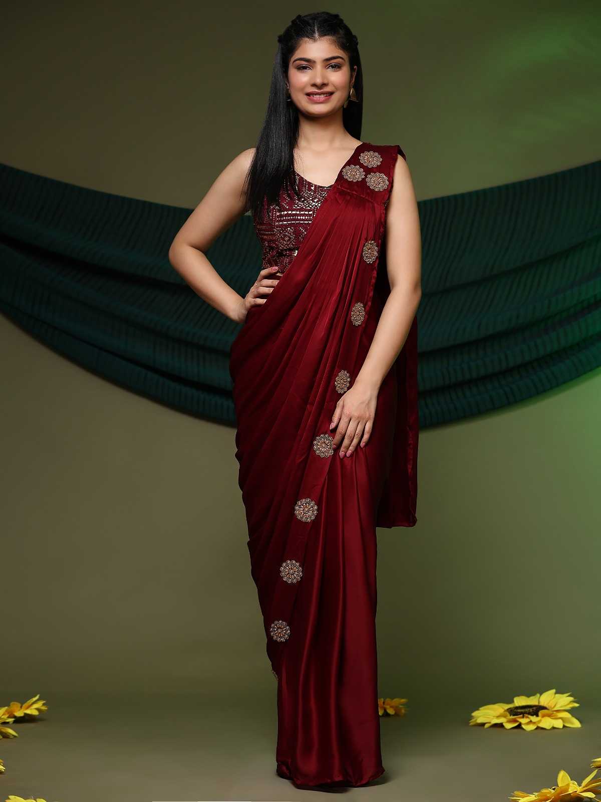 pr a273 satin exclusive design sequin work ready to wear sarees