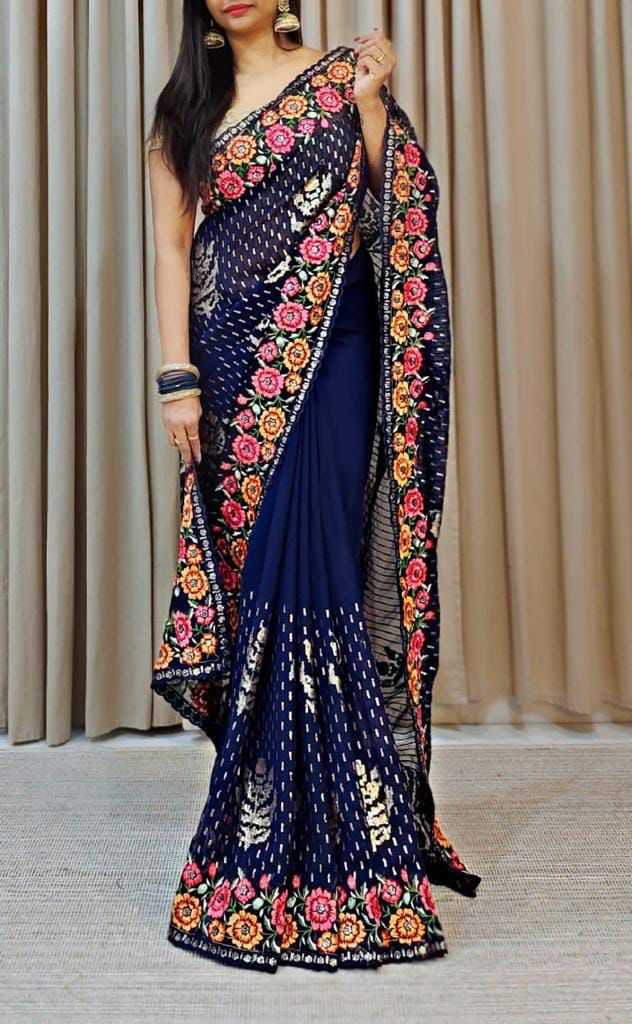 pr ds 629 georgette heavy sequence work festival wear saree collection