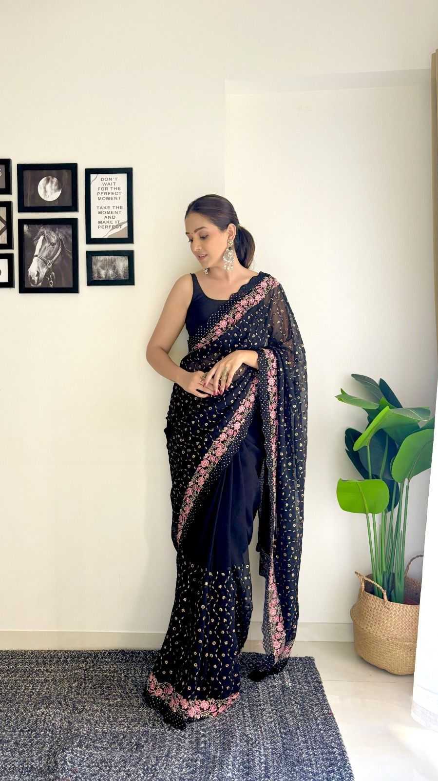 pr kc 2002 beautiful sequins party wear soft georgette saree collection