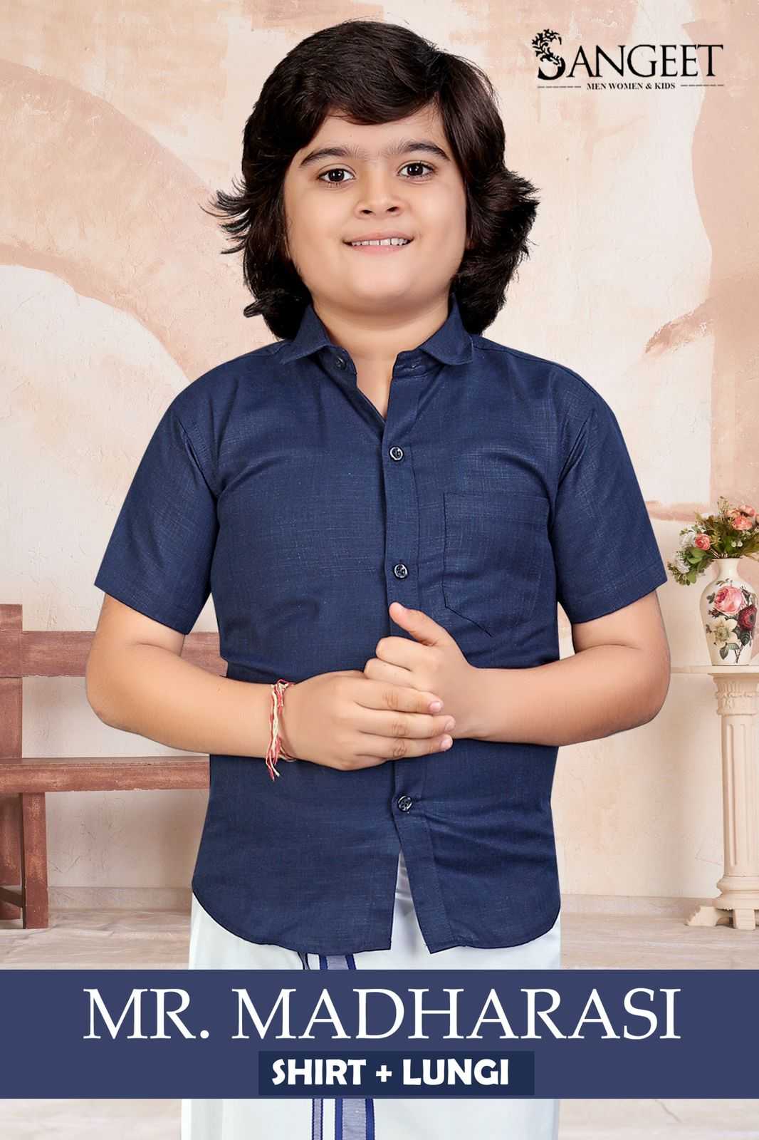 pr mr madharasi cotton daily wear kids wear full stitch shirt and lungi catalog