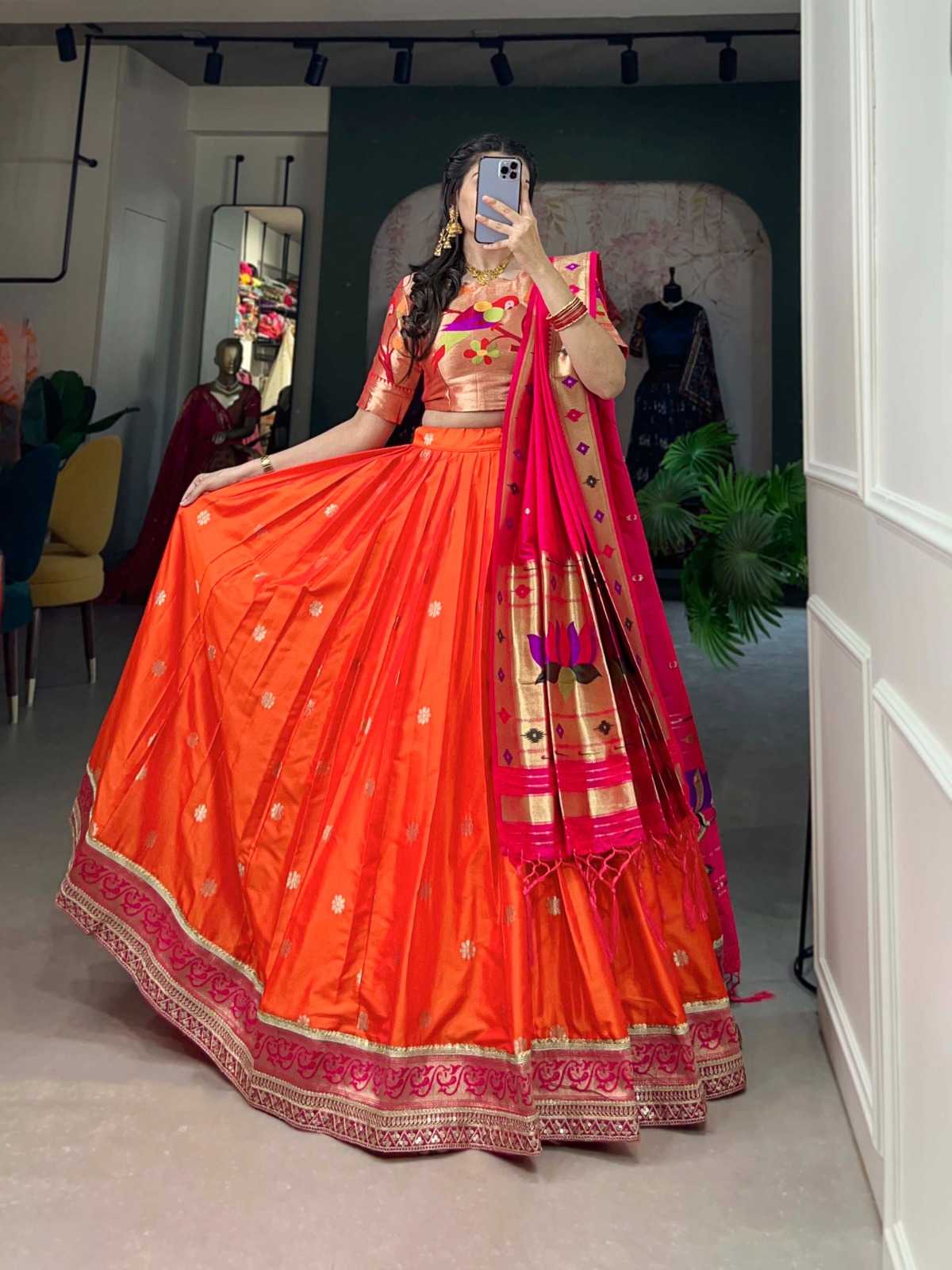 pr rudrani traditional jacquard silk zari work full stitch lehenga unstitch blouse 