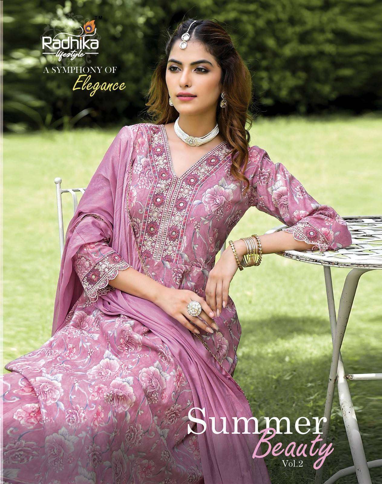 radhika lifestyle summer beauty vol 2 adorable cotton new trendy full stitch big size 3pcs dress
