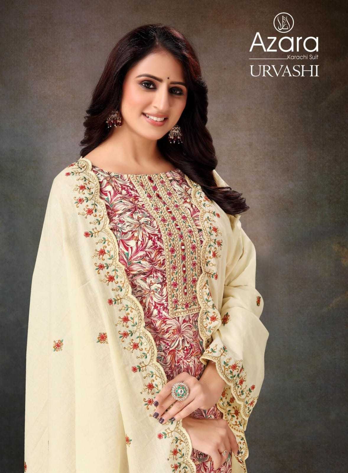 radhika urvashi most beautiful cotton neck embroidery dress material