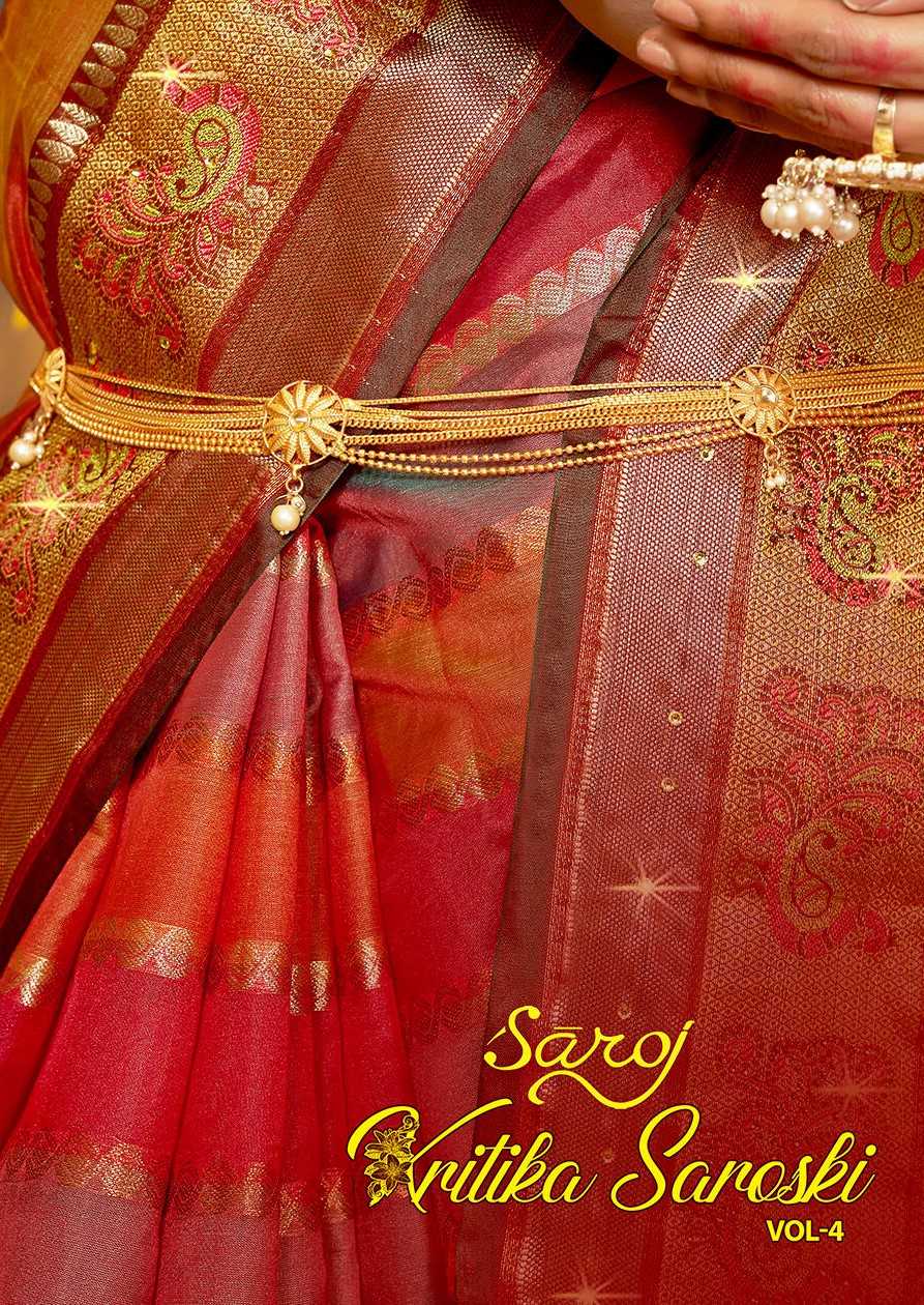 Saroj Kriitika Swarovski - 4 Soft organza Saree 