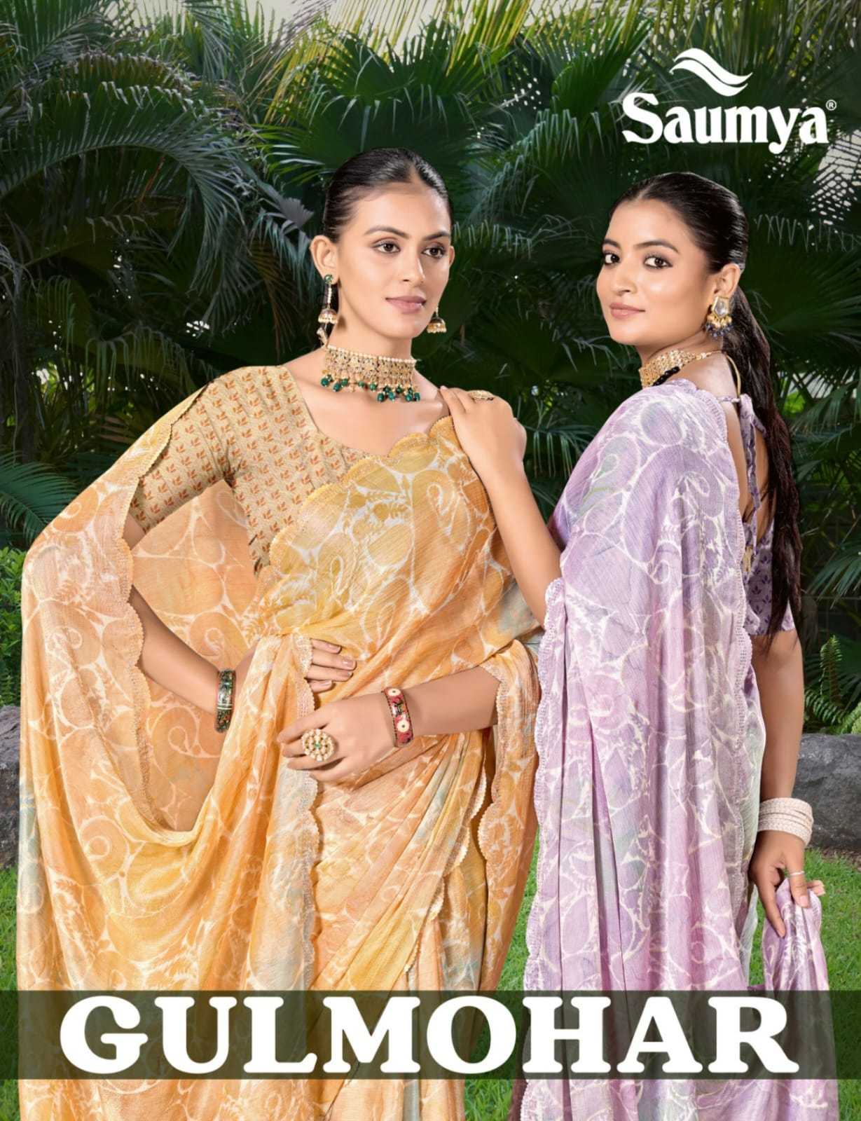 saumya gulmohar vol 2 chiffon traditional wear saree traders 