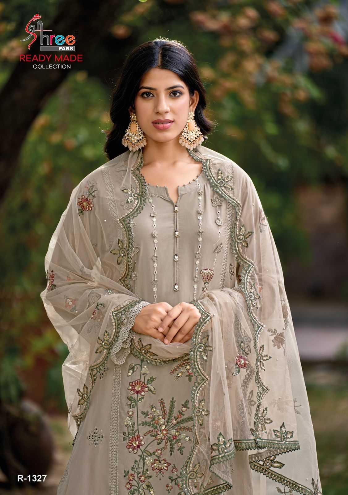 shree fabs 1327 cambric cotton kashmiri work fullstitch suits