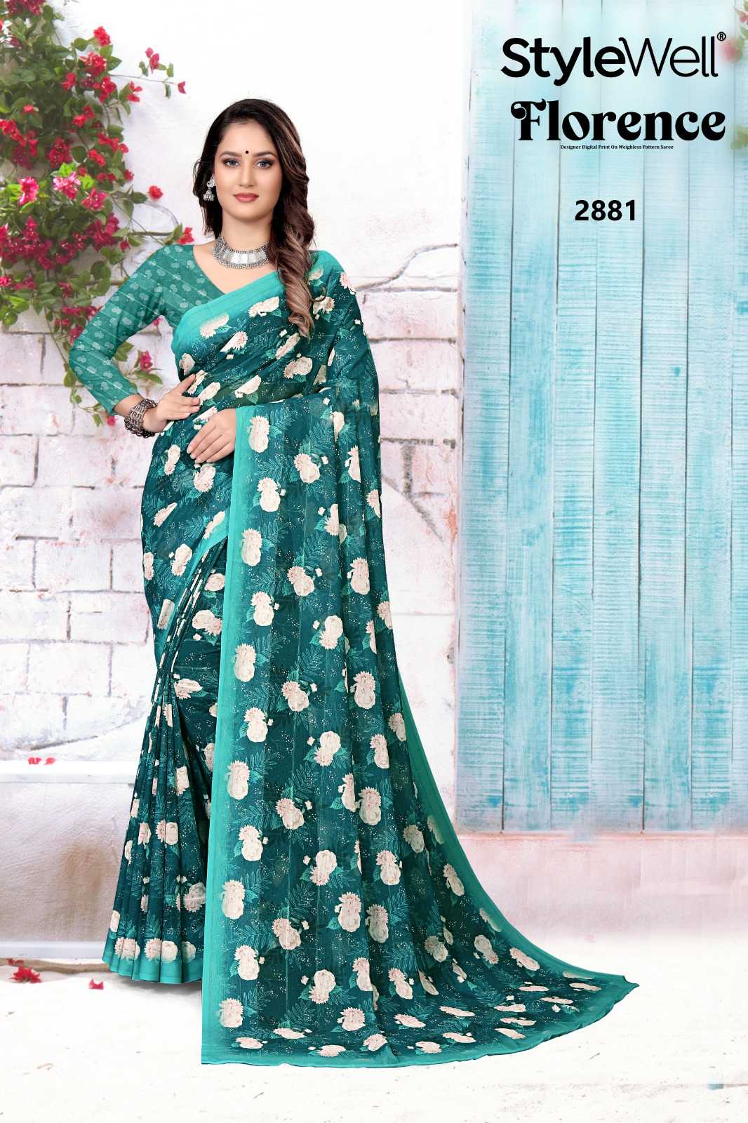 stylewell launch florence digital print regular fancy saree supplier 