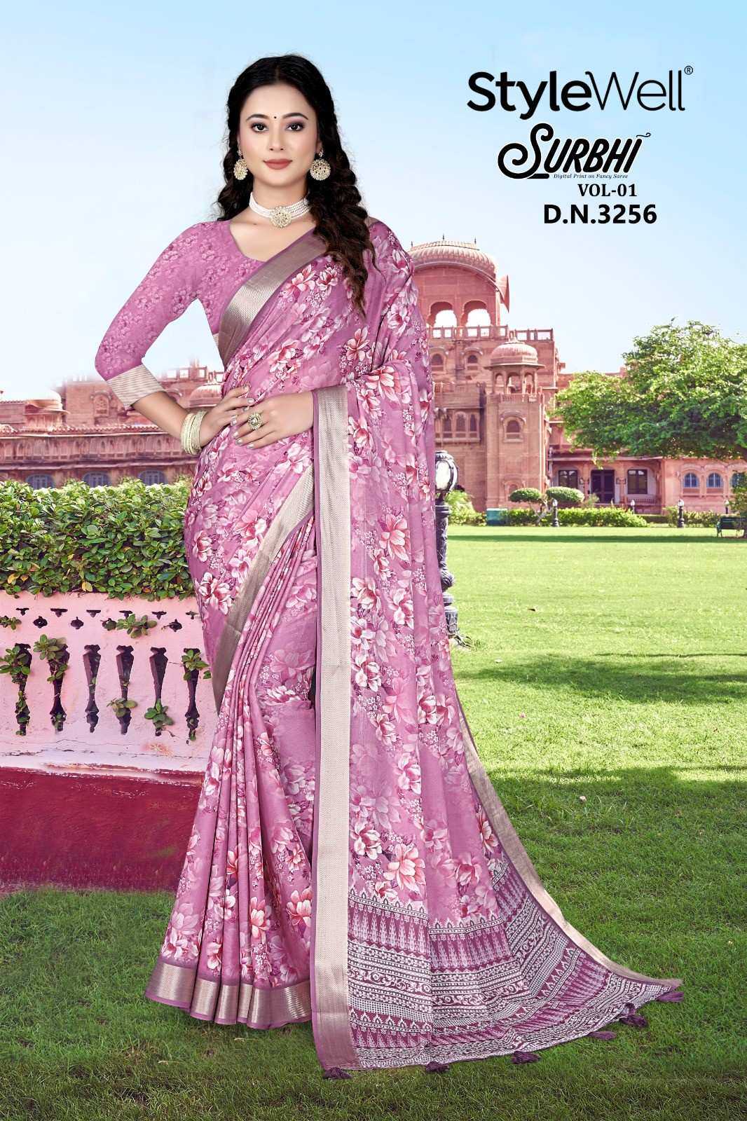 stylewell surbhi digital printed fashionable saree with blouse