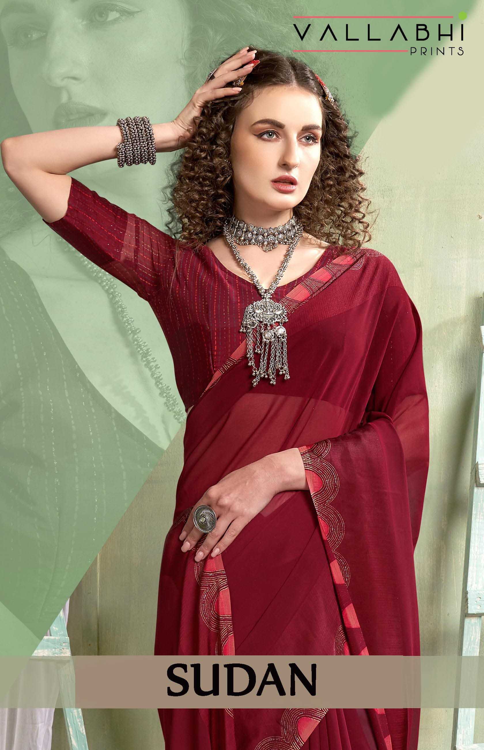 sudan by vallabhi prints new trendy georgette saree wholesaler 