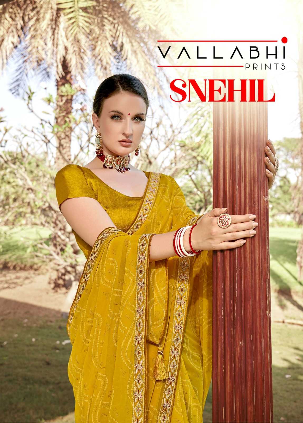 vallabhi prints presents snehil fancy georgette saree wholesaler 