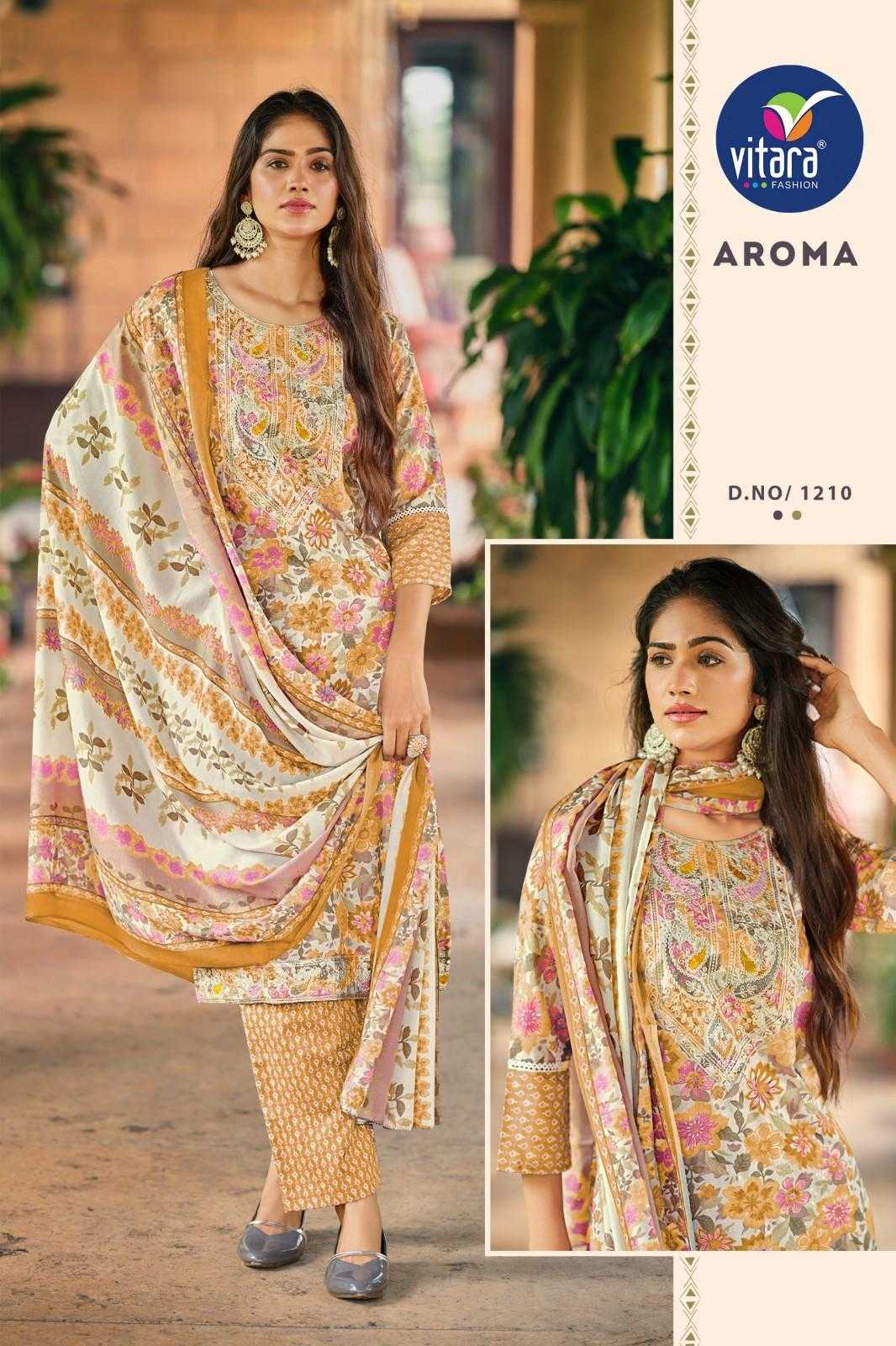 vitara fashion aroma cambric embroidery work fully stitch combo set salwar suit 
