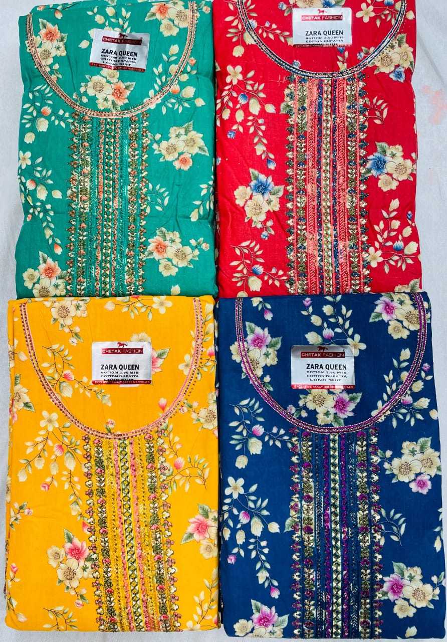 zara queen by chetak fashion cotton new trendy print salwar suit material 