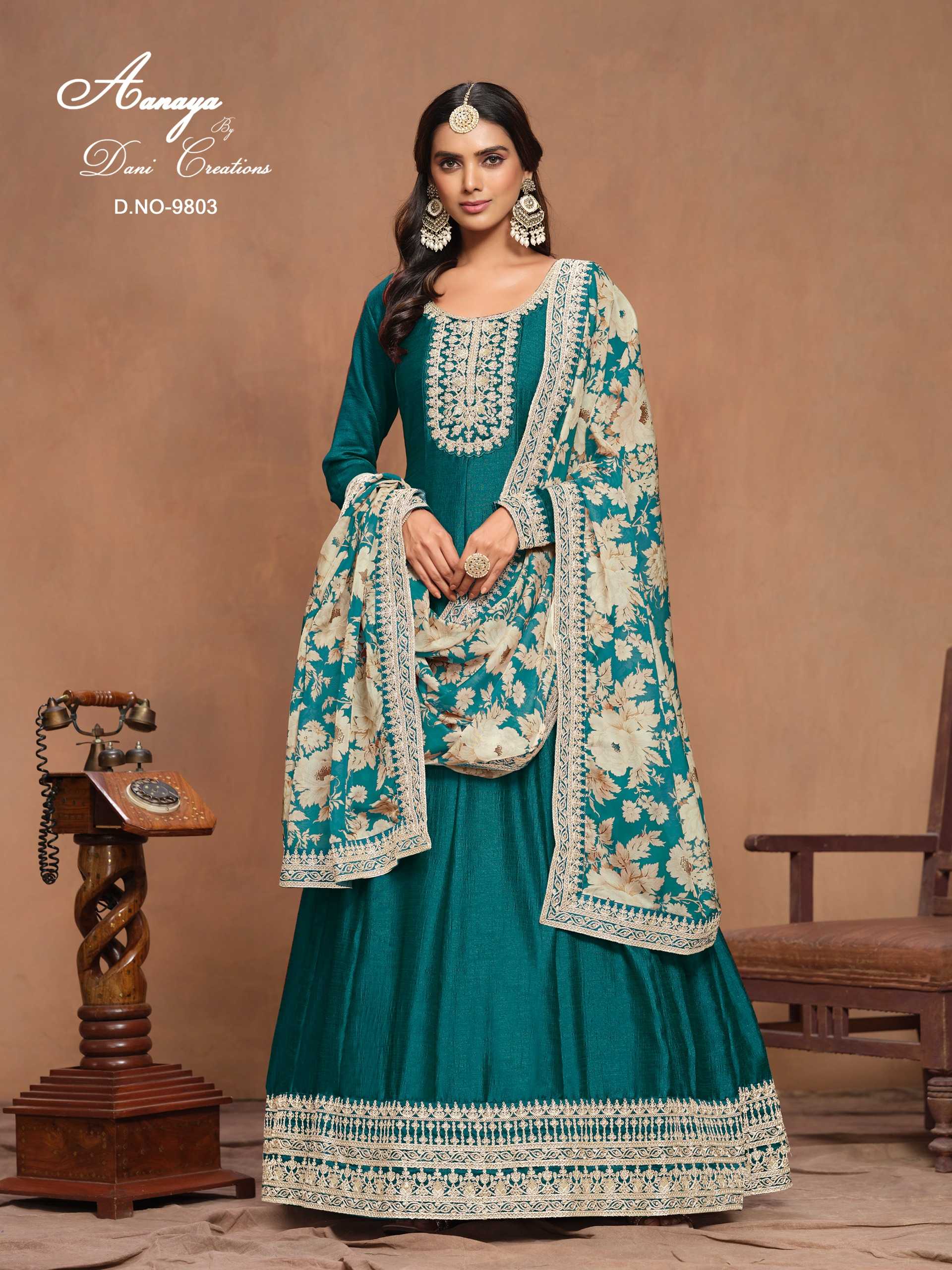 aanaya vol 198 by twisha art silk latest party wear unstitch gown set 