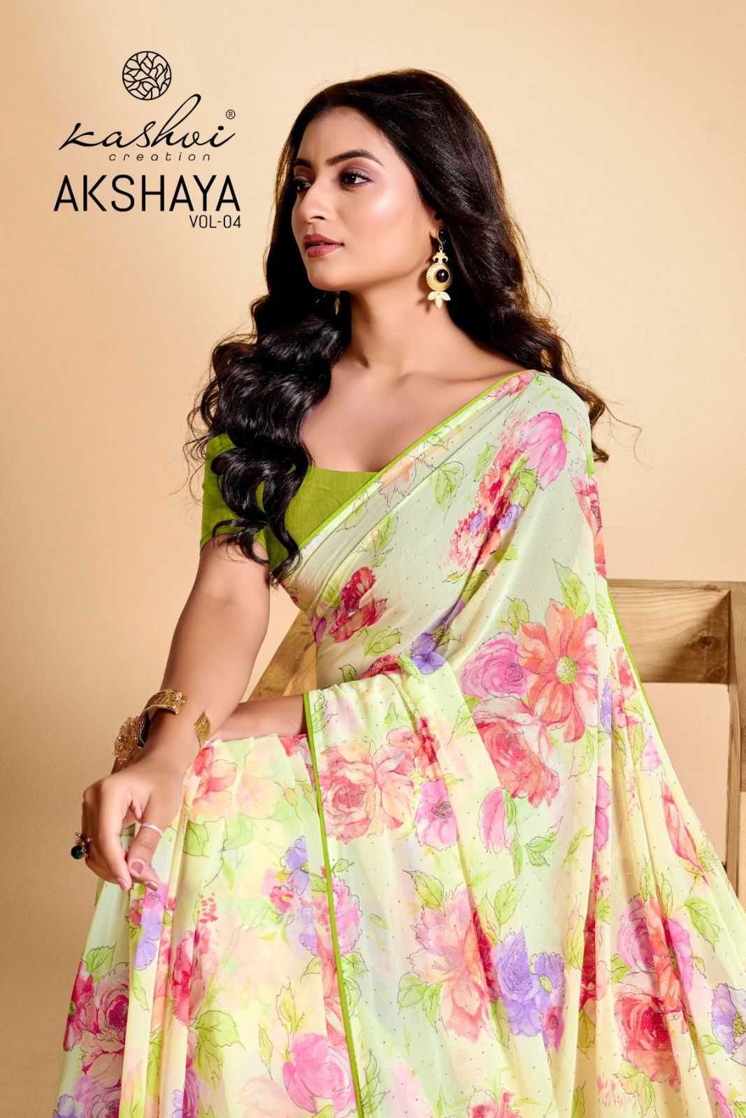 akshaya vol 4 by kashvi creation weightless with swarovski saree wholesaler 