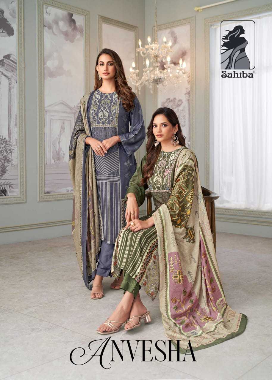 anwesha by sahiba digital print muslin silk 3pcs suits exports