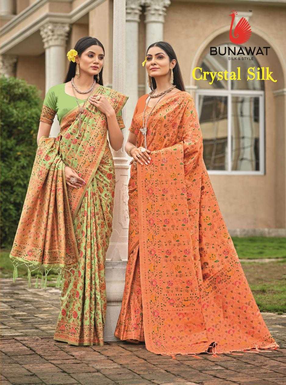 bunawat crystal sIlk silk festival wear banarasi silk wholsale sarees