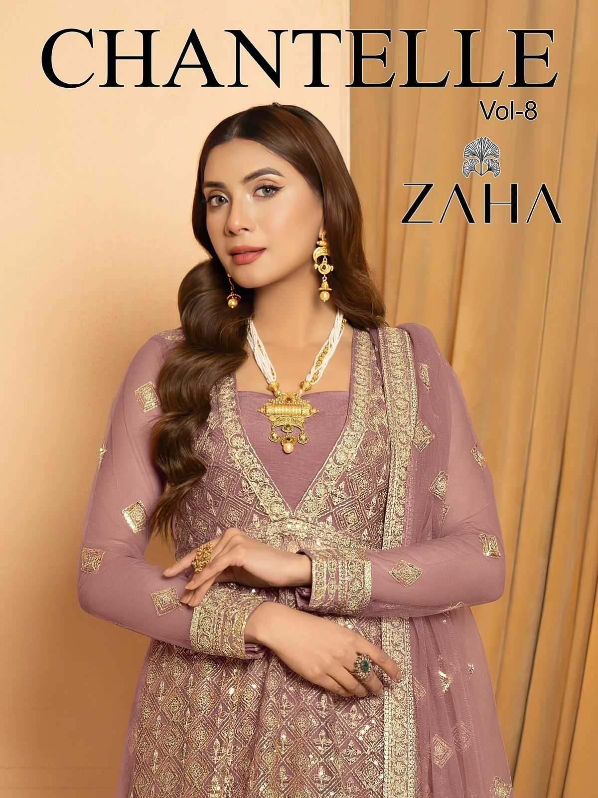 chantelle vol 8 by zaha 10354 amazing work pakistani dress material 