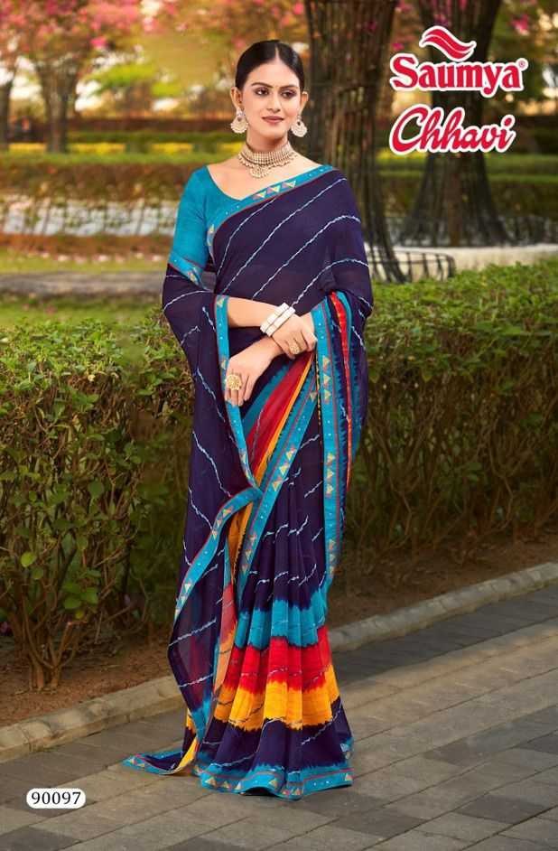 chhavi by saumya classic look fancy print saree with blouse