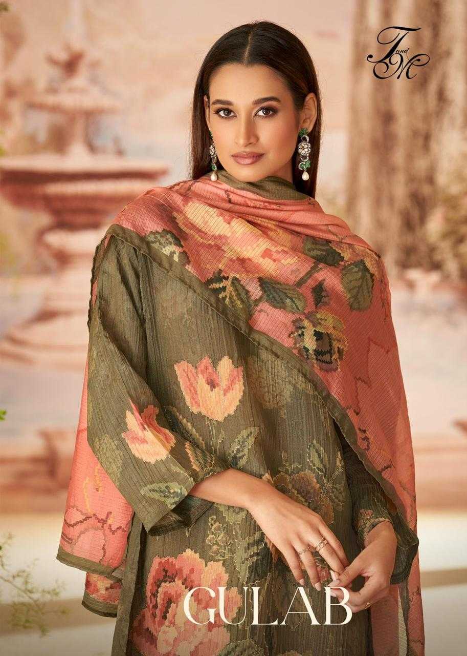 gulab by t & m muslin festive wear designer salwar kameez material 