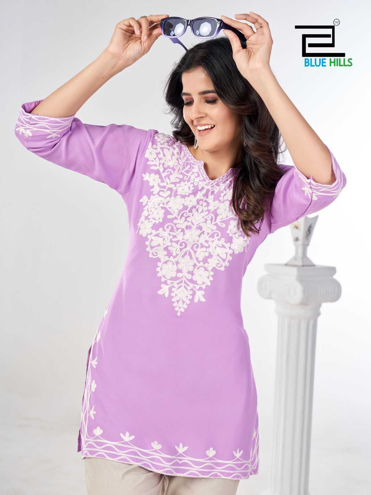 gulmarg vol 3 by blue hills rayon readymade stylish outfit look short kurti 