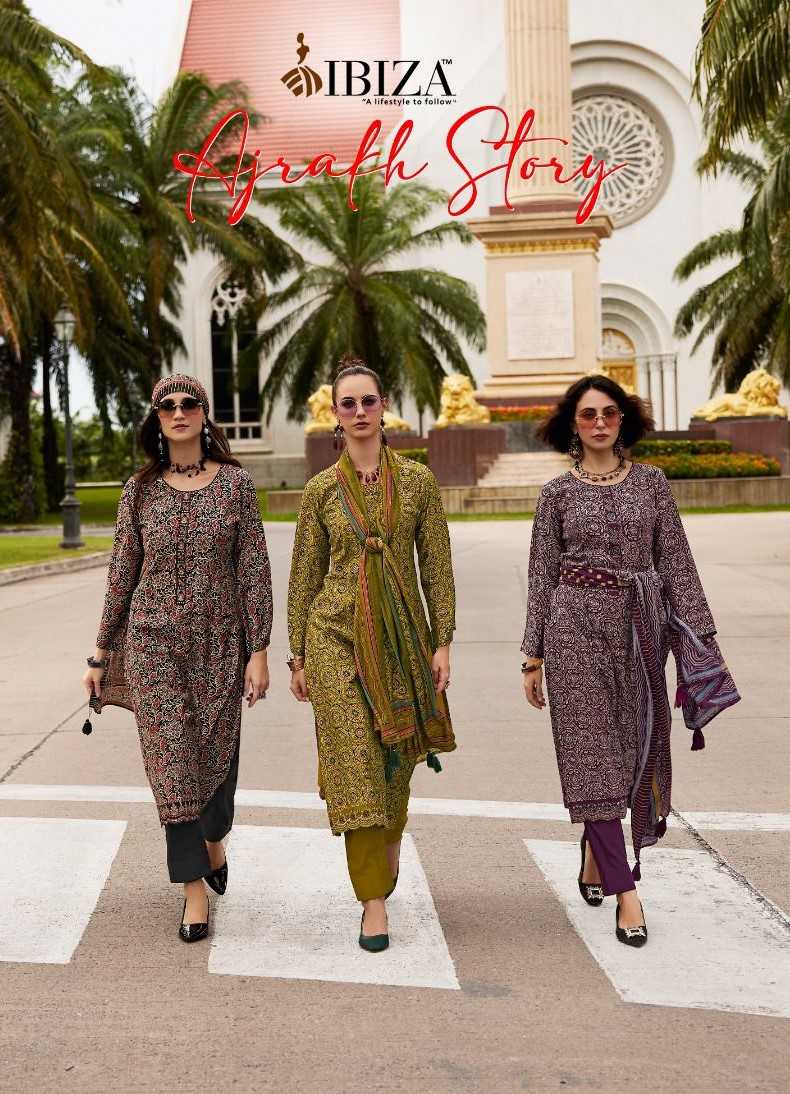 ibiza ajrakh story viscose musline print casual wear salwar kameez 