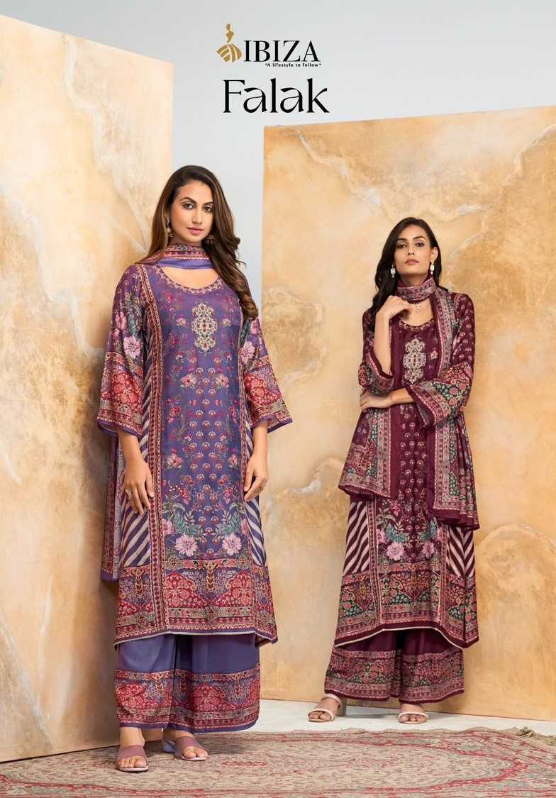 ibiza falak stylish digital printed muslin ladies 3pcs salwar suits