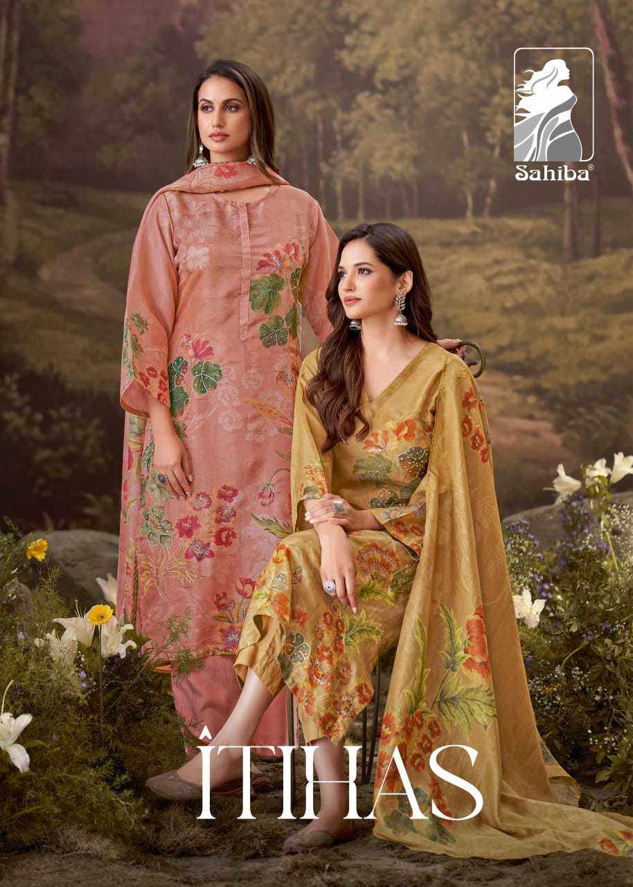 itihas by sahiba simmer tissue handwork designer ladies suits 