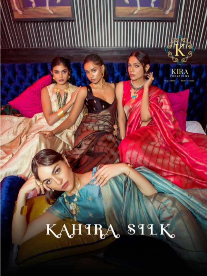 kahira silk 16000 to 16011 by kira creation viscose satin weaving designer saree 