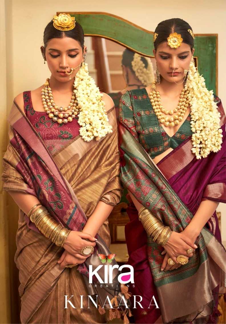 kinaara by kira creation tusser linen trendy saree collection