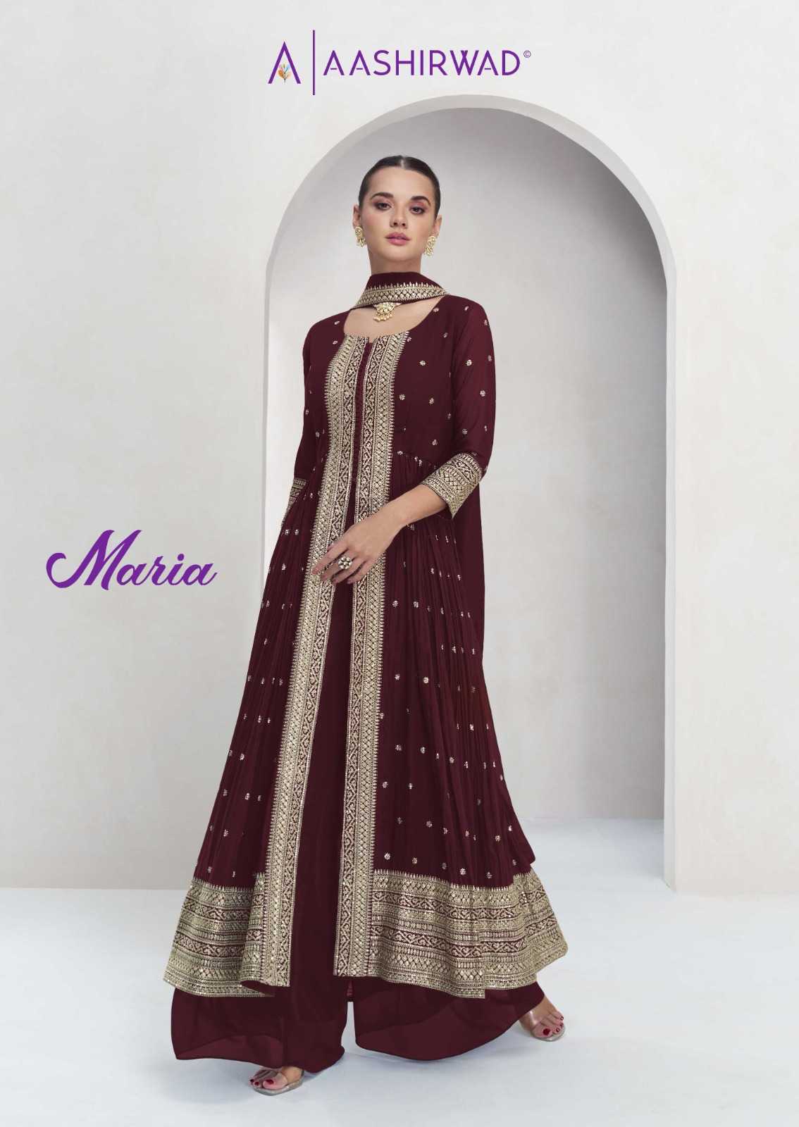 maria by aashirwad creation georgette palazzo style party wear full stitch 3pcs dress