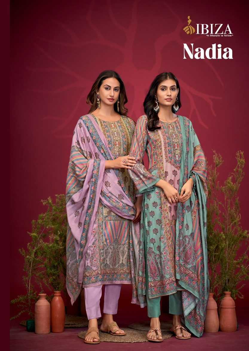 nadia by ibiza muslin digital print designer pakistani salwar kameez 