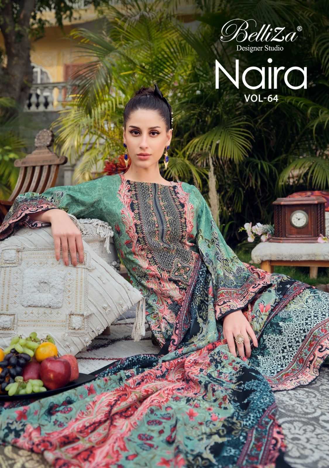 naira vol 64 by belliza designer digital printed cotton ladies suits