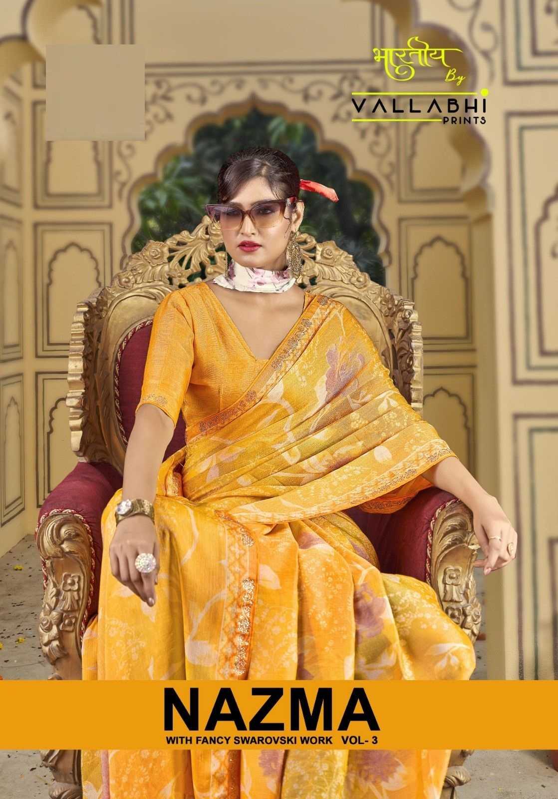 nazma vol 3 by vallabhi swarovski work stylish women saree