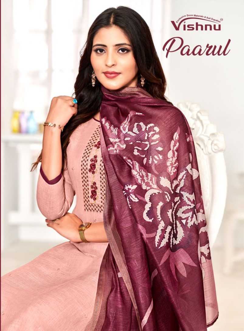 paarul by vishnu adorable linen fancy dress material exports