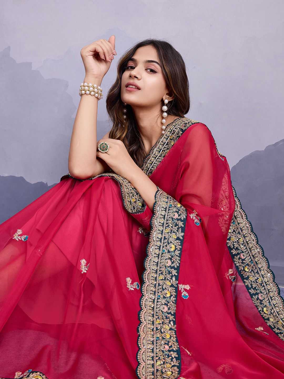 pr amruta fashionable organza silk saree for women