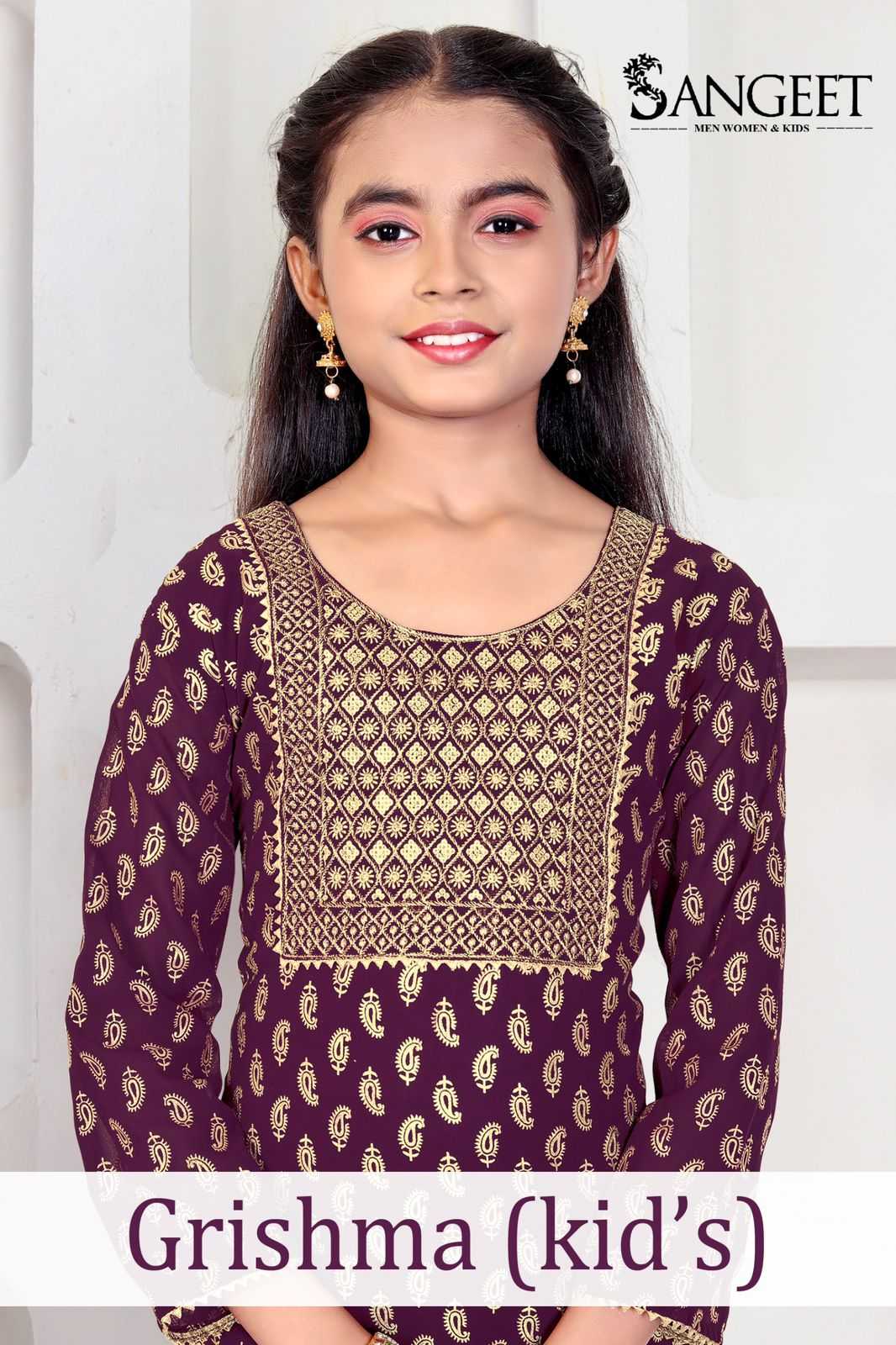 pr girishma kids georgette print unique colours full stitch kids kurti 