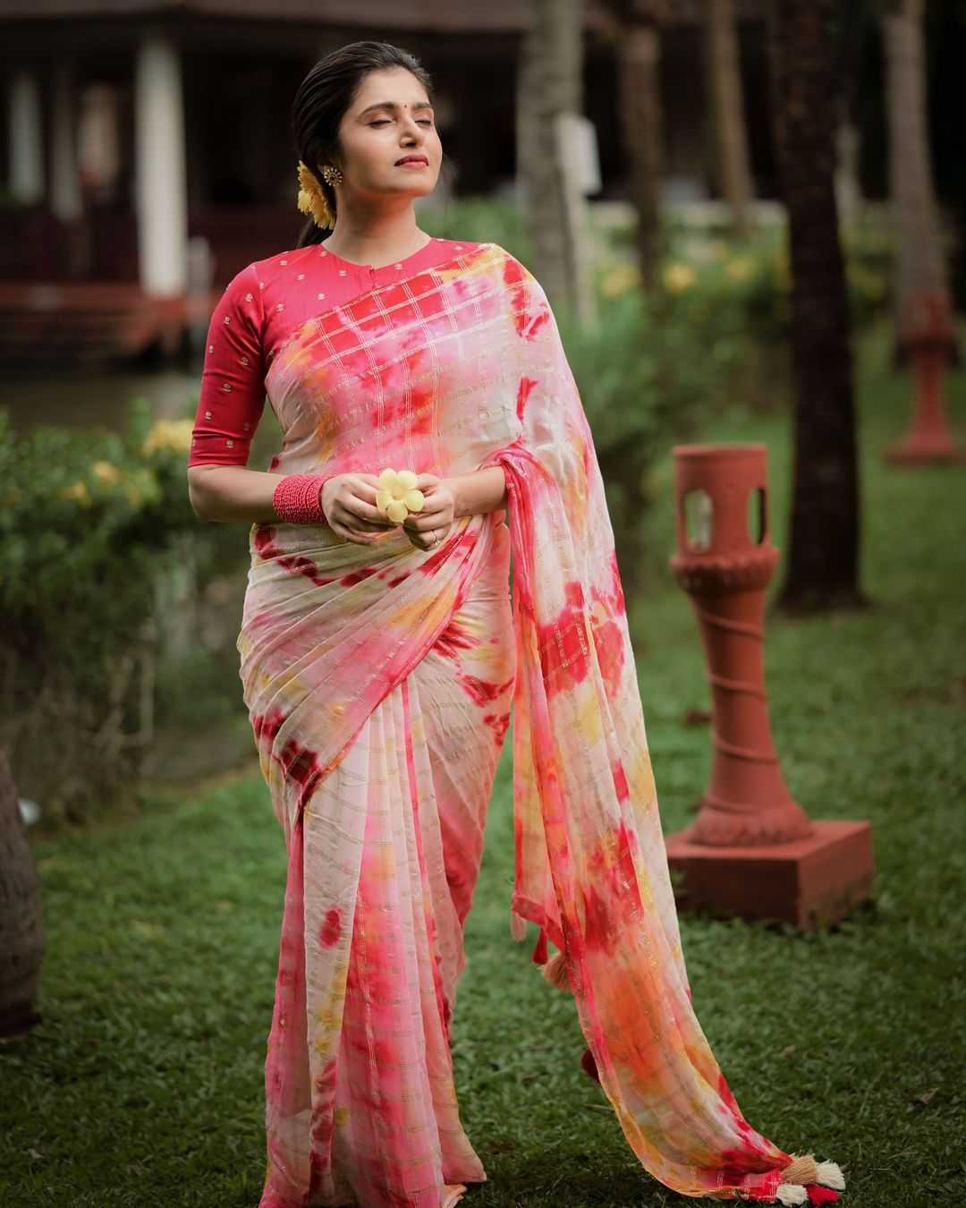 pr kc 148 shibori chex attractive look georgette saree online